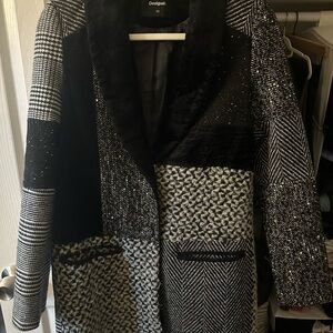 Desigual Black and White Patchwork Blazer